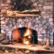 river rock fireplace